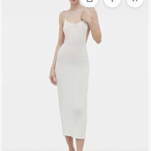 ALOHAS Cream Knit open back lace up midi dress small